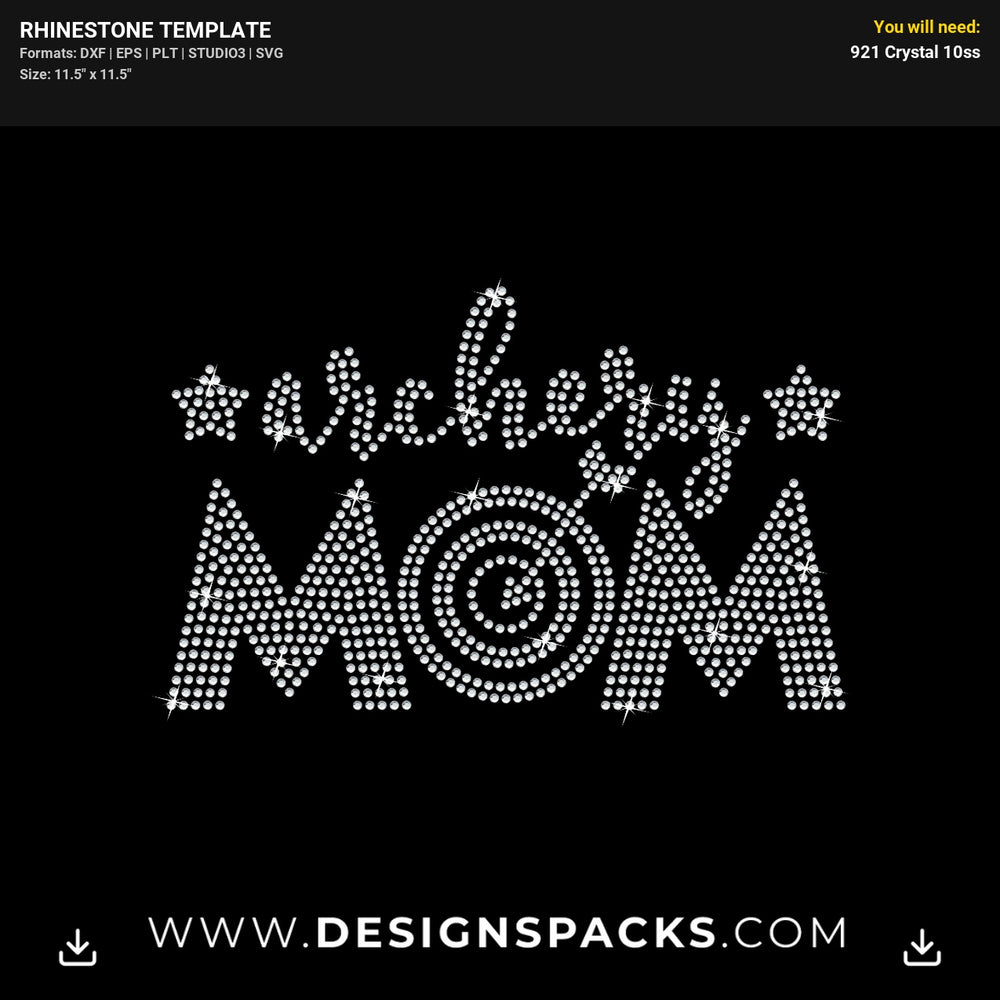 Archery Mom Bow Arrow Sports Rhinestone Digital Template