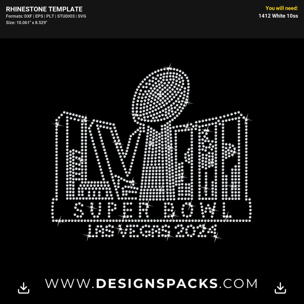 Super Bowl Las Vegas 2024 Rhinestone Digital Template
