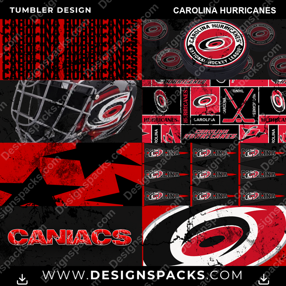Hockey Distressed BG Carolina Hurricanes Tumbler Digital Wrap Design