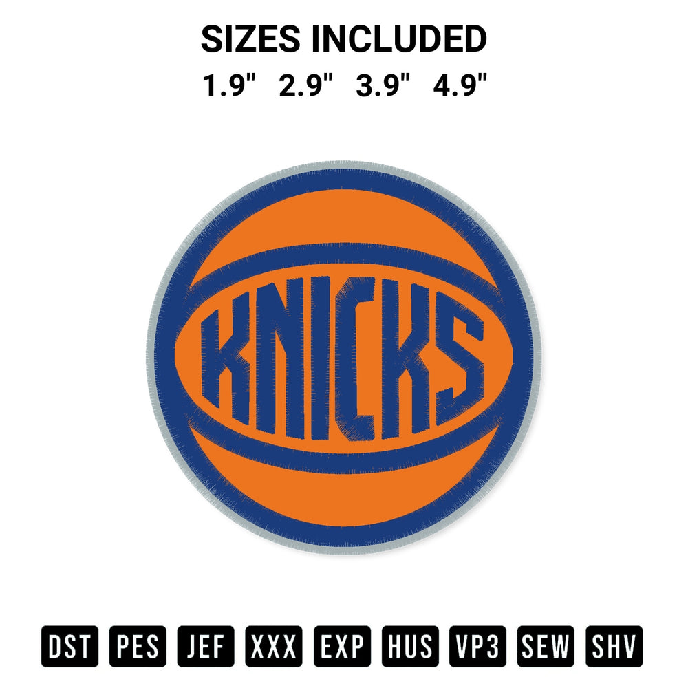 Add a unique touch to your apparel with the Knicks Basketball Embroidery Design embroidery file. Premium instant download available now on Designspacks.com. Available sizes: 1.9", 2.9", 3.9", 4.9".