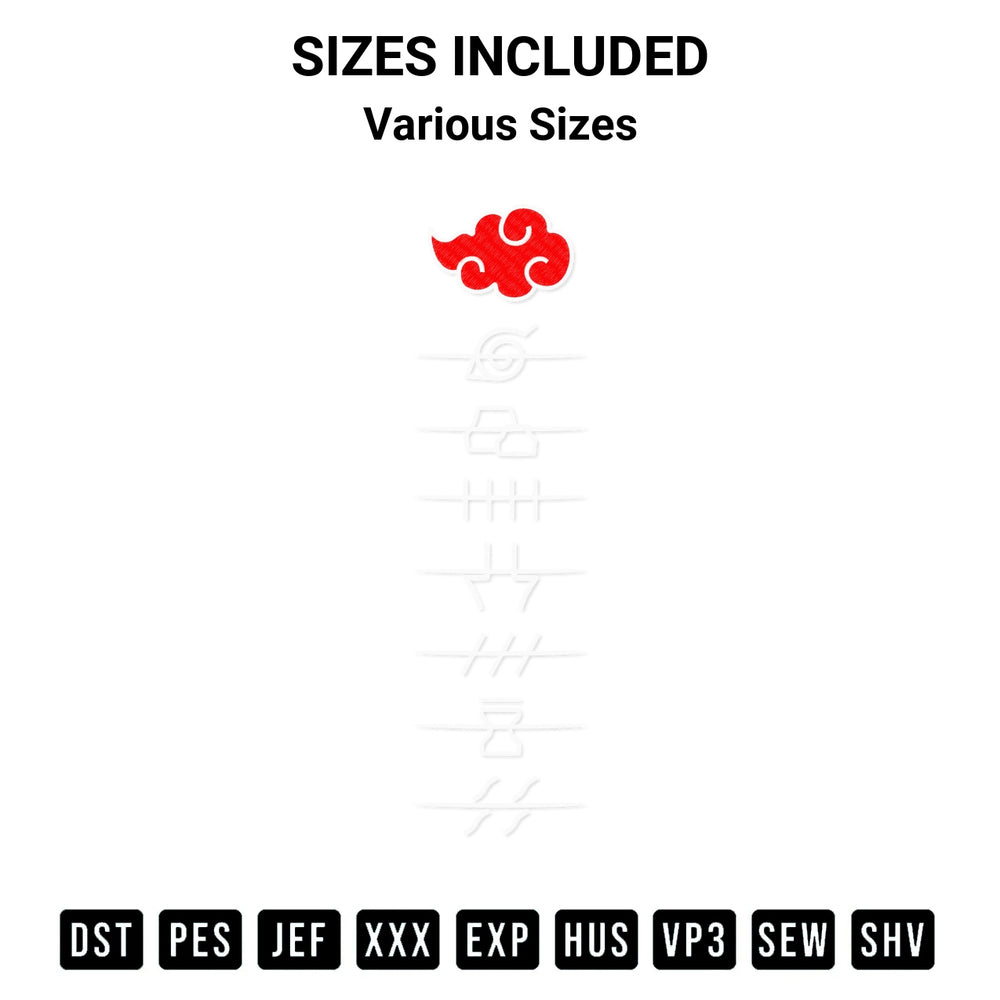 Shop the Naruto Akatsuki Renegados Embroidery Design machine embroidery pattern at Designspacks.com. Beautifully digitized for flawless stitching on any fabric. Available sizes: Various Sizes.
