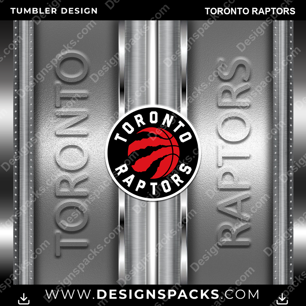 Basketball Metallic Toronto Raptors Tumbler Digital Wrap Design