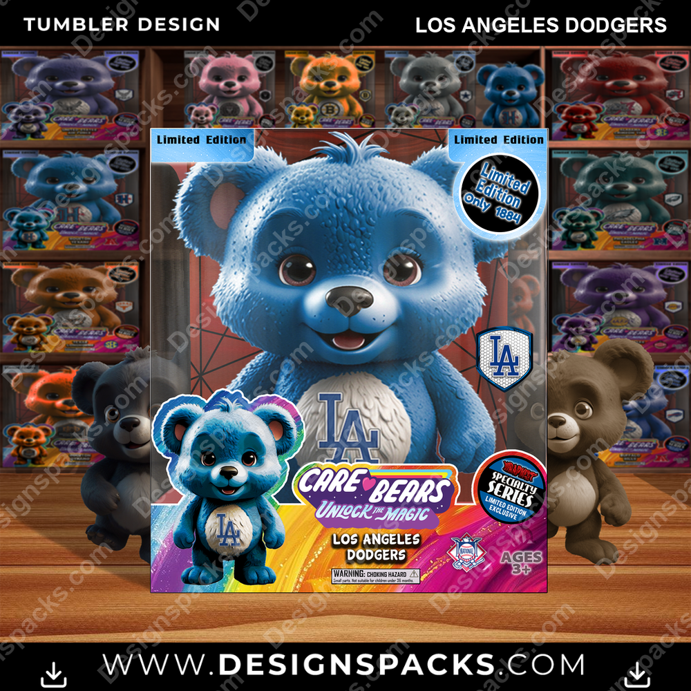 Baseball Care Bear Box Los Angeles Dodgers Tumbler Digital Wrap Design