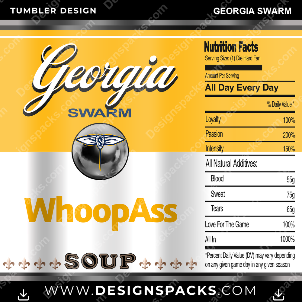 Lacrosse Soup Can Georgia Swarm Tumbler Digital Wrap Design