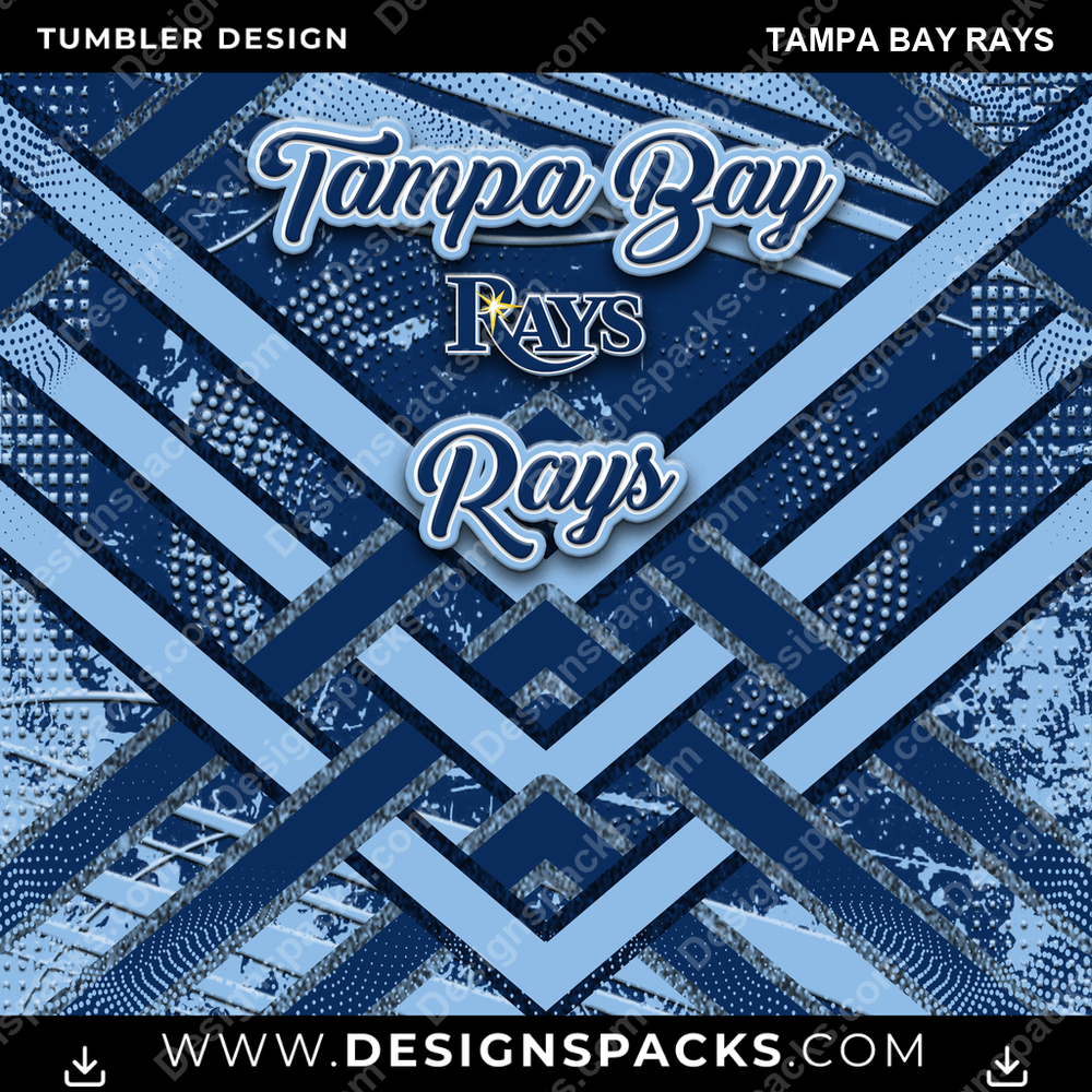 Baseball Glitter Stripe Tampa Bay Rays Tumbler Digital Wrap Design