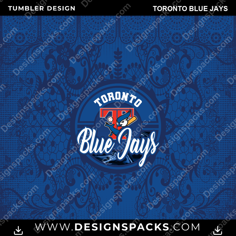 Baseball Lace & Logo Toronto Blue Jays Tumbler Digital Wrap Design