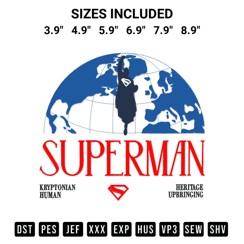 Looking for the perfect pattern? Download the Superman Kryptonian Human Heritage Upbringing Embroidery Design embroidery design today at Designspacks.com. Crisp, clean stitching guaranteed. Available sizes: 3.9", 4.9", 5.9", 6.9", 7.9", 8.9".