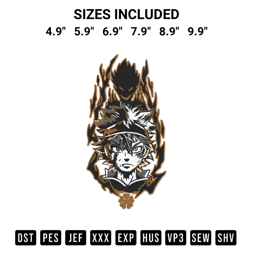 Stitch like a pro with the Asta And Devil Black Clover Embroidery Design embroidery pattern from Designspacks.com. High-quality digital machine embroidery file. Available sizes: 4.9", 5.9", 6.9", 7.9", 8.9", 9.9".