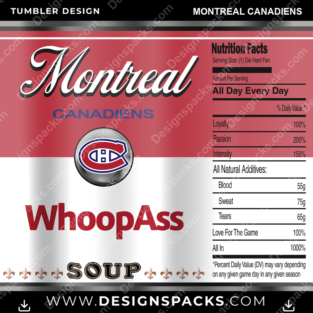 Ice Hockey Soup Can Montreal Canadiens NHL Hockey Tumbler Digital Wrap Design Download