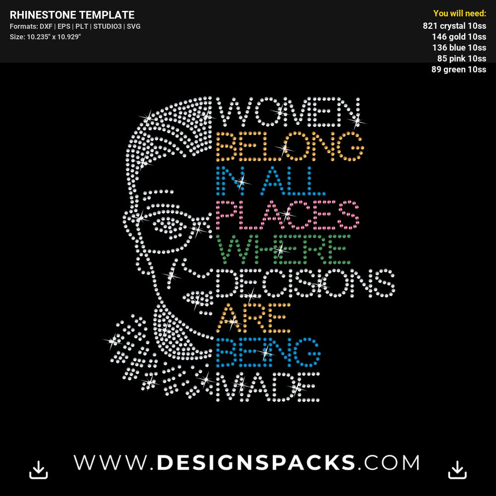 Ruth Bader Updated Rhinestone Digital Template
