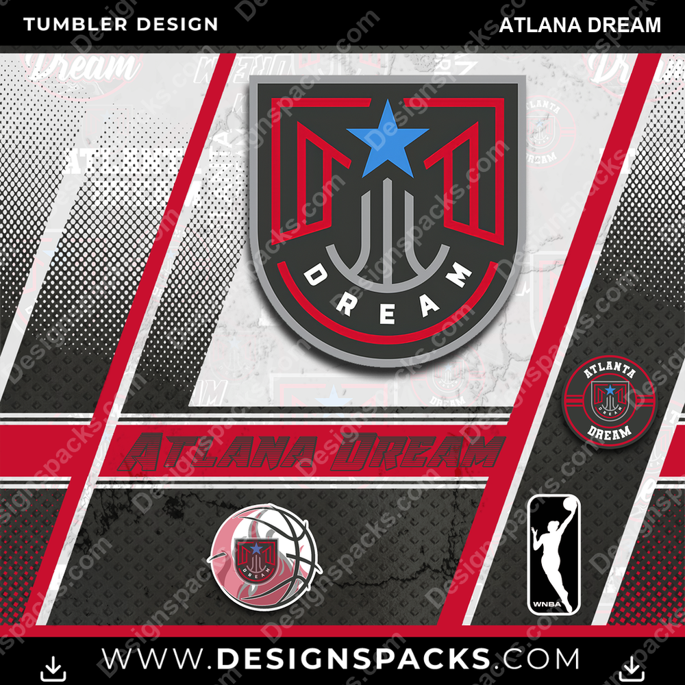 Basketball Sports Atlana Dream NBA Basketball Tumbler Digital Wrap Design Download