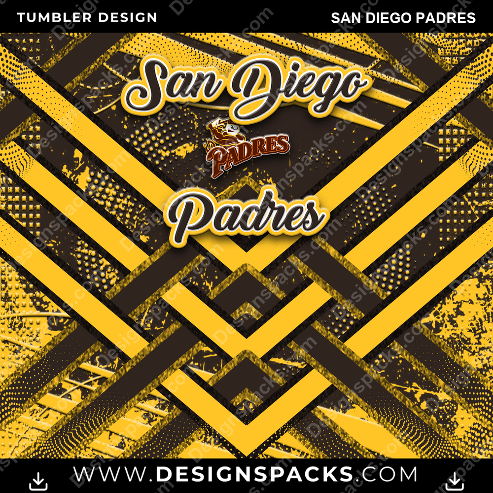 Baseball Glitter Stripe San Diego Padres Tumbler Digital Wrap Design