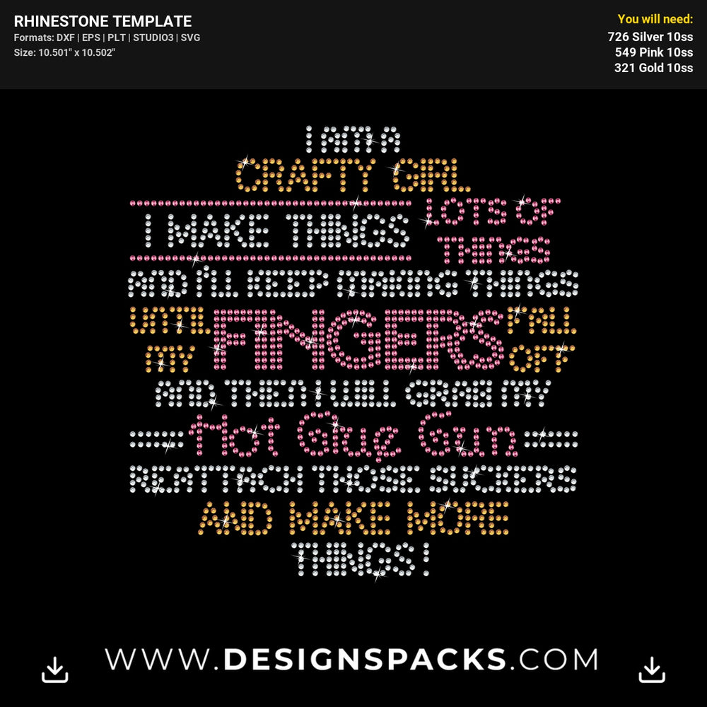 Crafty Girl Rhinestone Digital Template