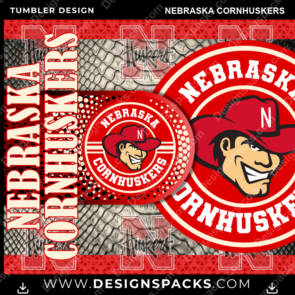 College Sport Hyper Nebraska Cornhuskers Tumbler Digital Wrap Design