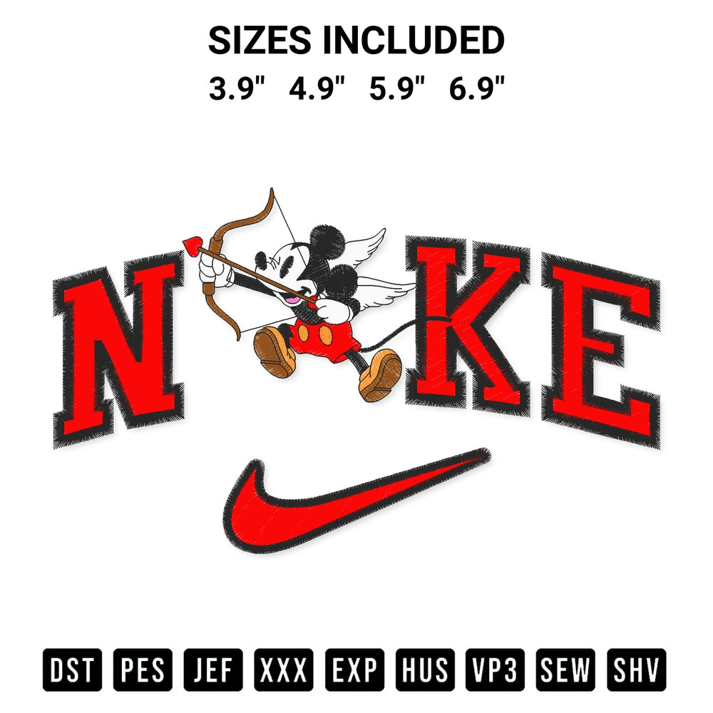 Looking for the perfect pattern? Download the Nike Mickey Cupid Embroidery Design embroidery design today at Designspacks.com. Crisp, clean stitching guaranteed. Available sizes: 3.9", 4.9", 5.9", 6.9".