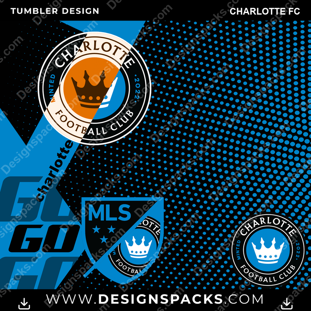 US Soccer GO Charlotte FC Tumbler Digital Wrap Design