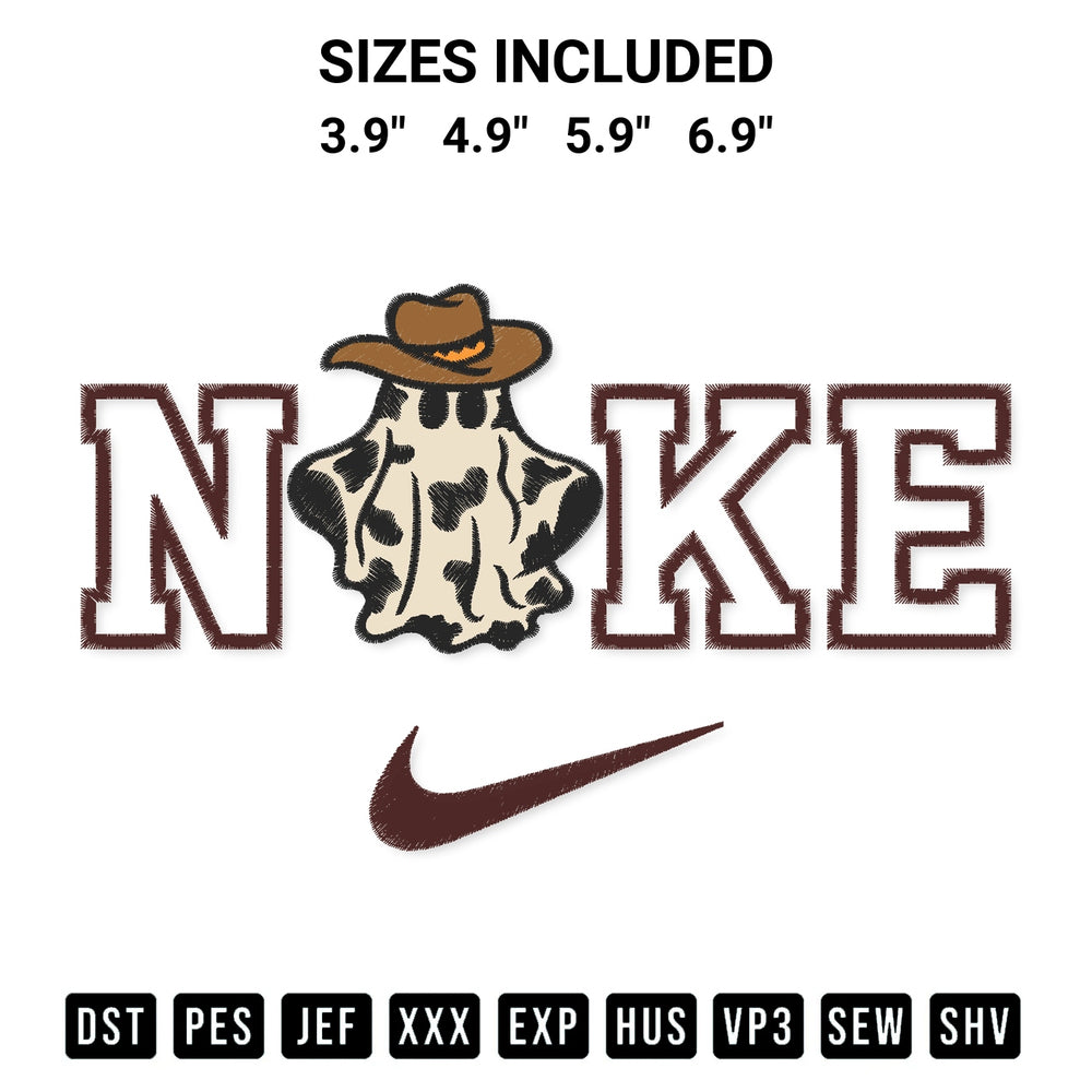 Get the Nike Cowboy Ghost Embroidery Design embroidery design for your custom crafts! Premium digitized files available for instant download at Designspacks.com. Available sizes: 3.9", 4.9", 5.9", 6.9".