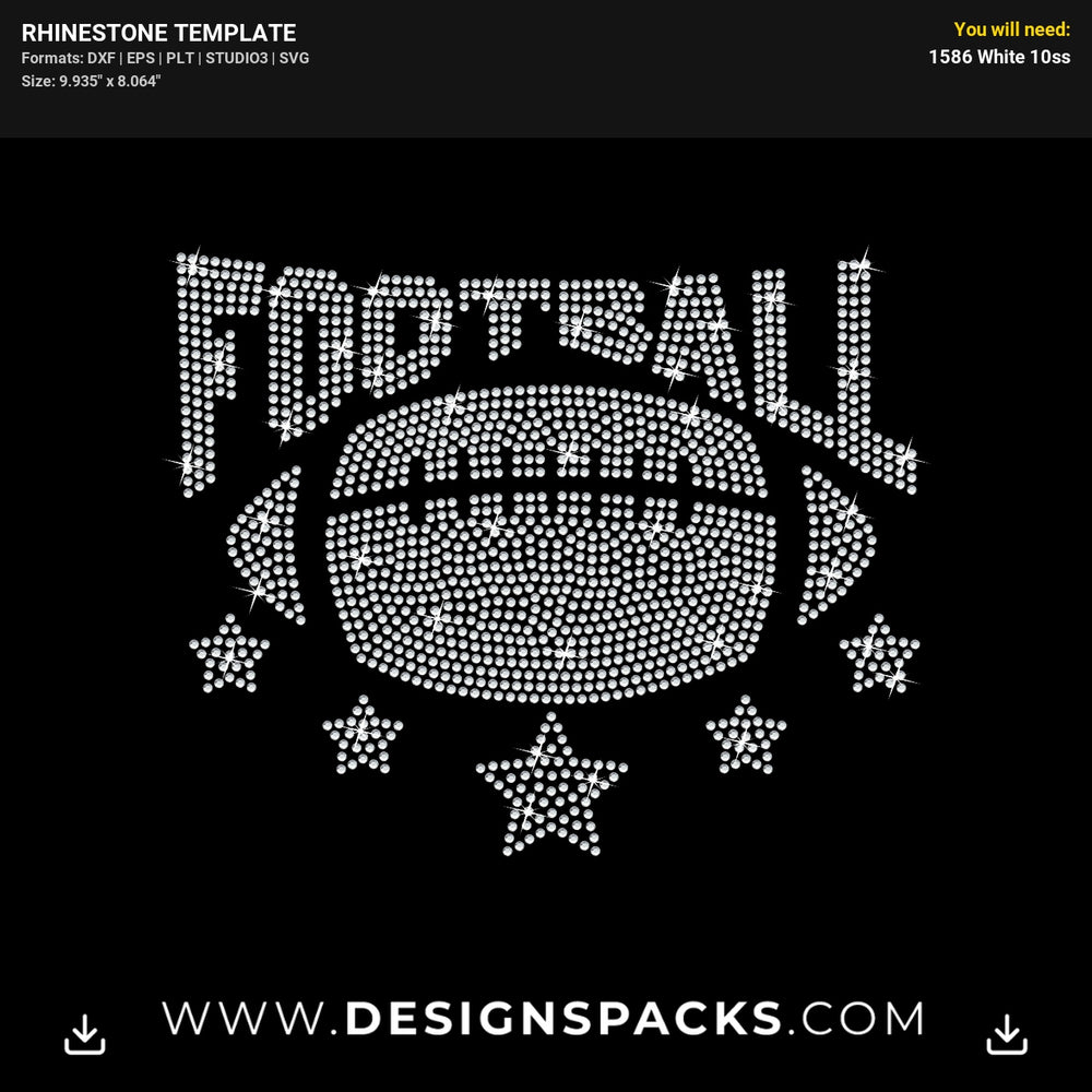 Football Stars Rhinestone Digital Template