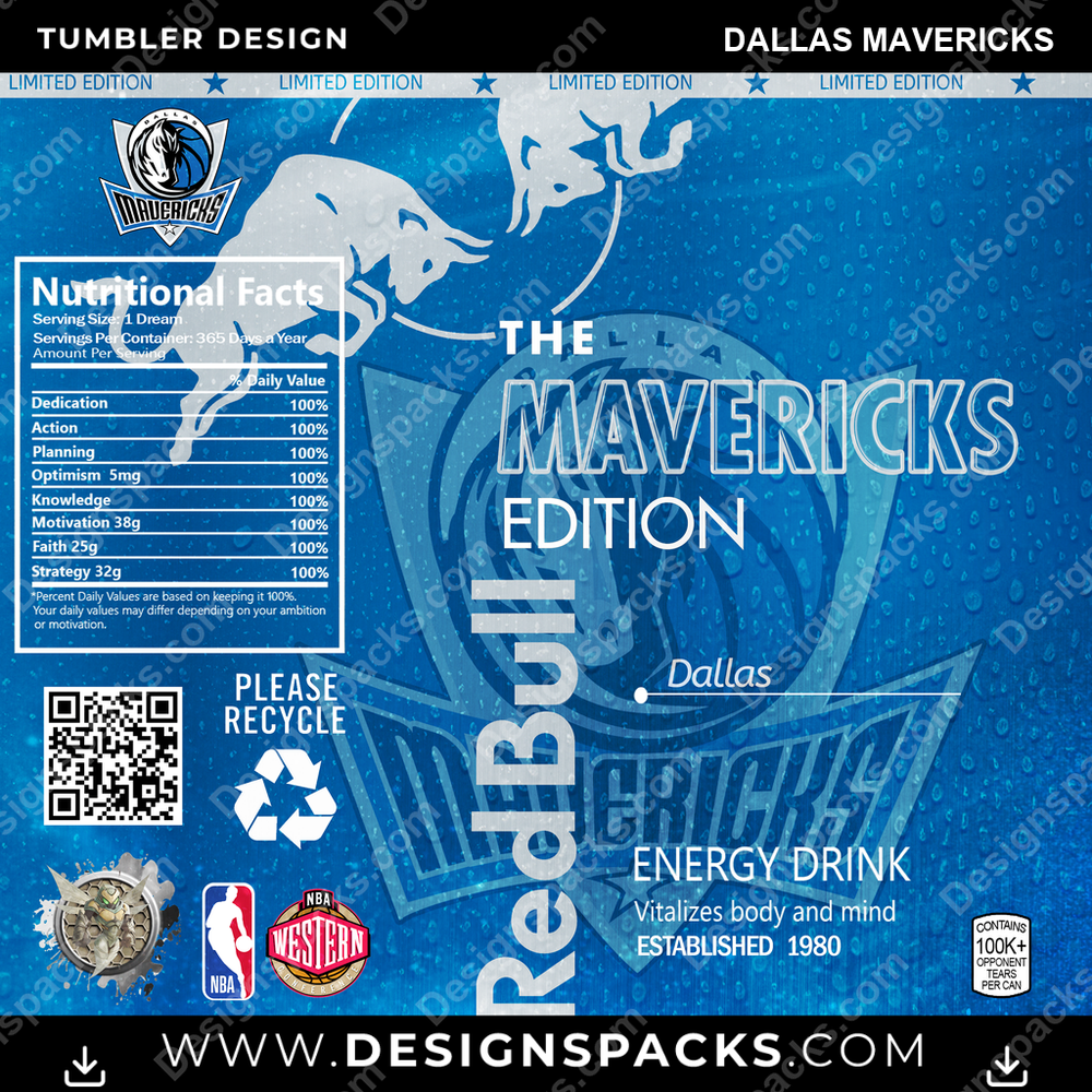 Basketball Red Bull Dallas Mavericks NBA Basketball Tumbler Digital Wrap Design Download