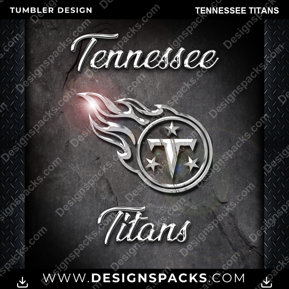 Football Chrome Tennessee Titans NFL Football Tumbler Digital Wrap Design Download