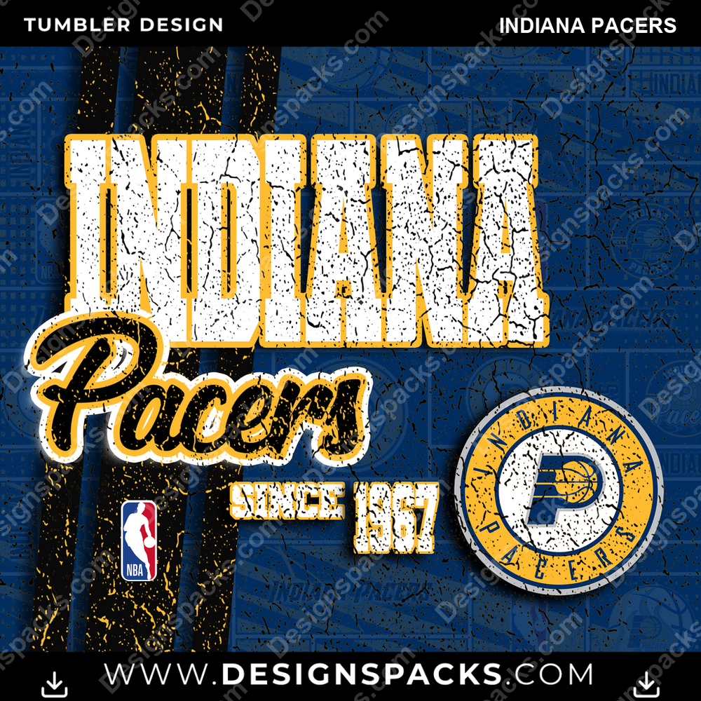Basketball Grunge Indiana Pacers Tumbler Digital Wrap Design