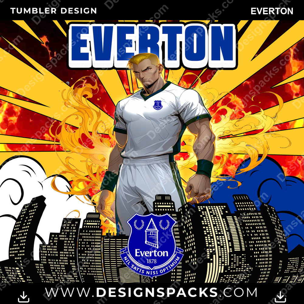 Soccer UK Comic Cover Everton Tumbler Digital Wrap Design
