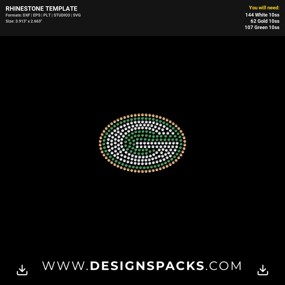 Green Bay Packers Logo For Fueled By Haters Rhinestone Digital Template