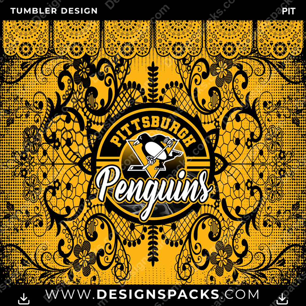 Ice Hockey Lace & Logos PIT Tumbler Digital Wrap Design