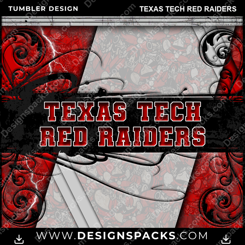 College Sport Elegant Texas Tech Red Raiders Tumbler Digital Wrap Design