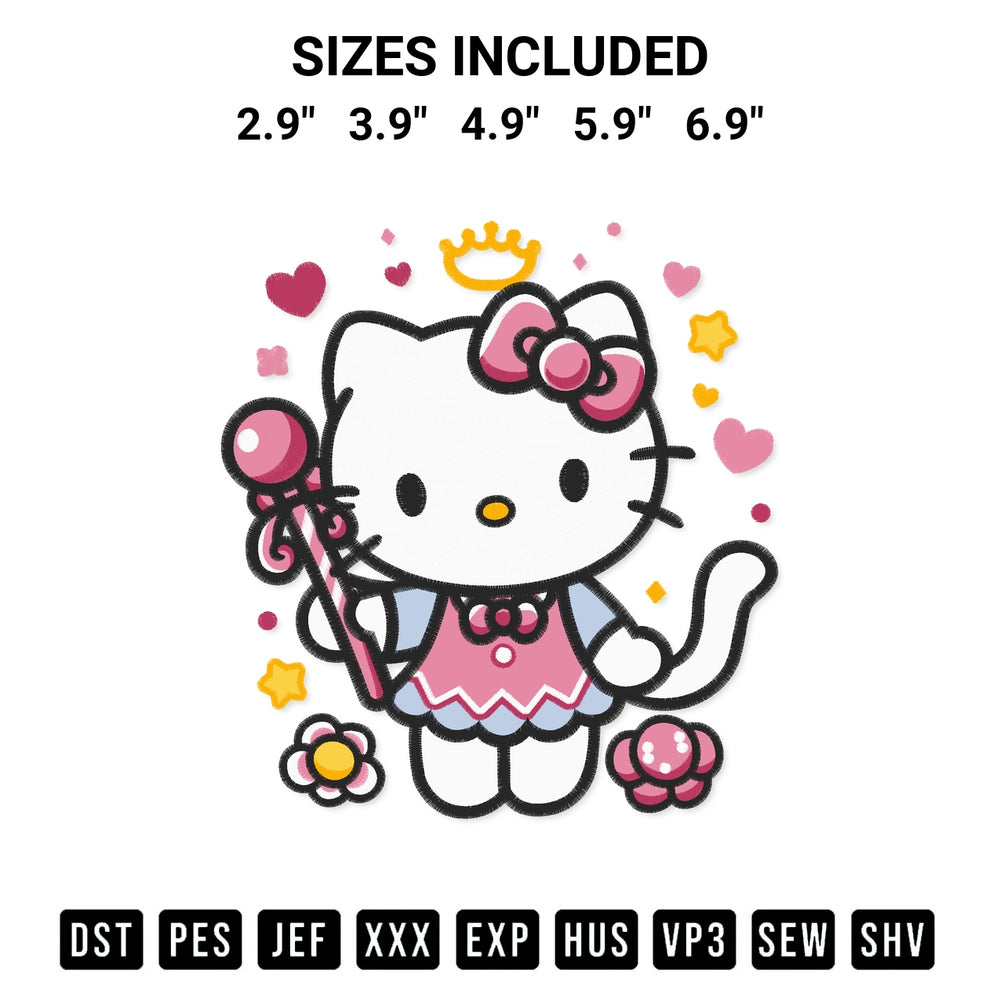 Transform your fabrics with the Hello Kitty With Toys Embroidery Design embroidery design. Instant access to premium digitized patterns at Designspacks.com. Available sizes: 2.9", 3.9", 4.9", 5.9", 6.9".