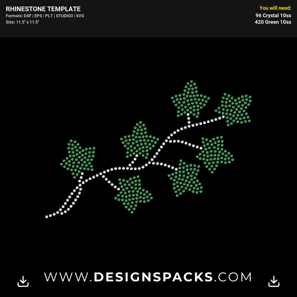 Vine Ivy Branch Leaves Rhinestone Digital Template