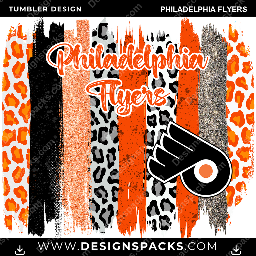 Hockey Brush Strokes Philadelphia Flyers NHL Hockey Tumbler Digital Wrap Design Download