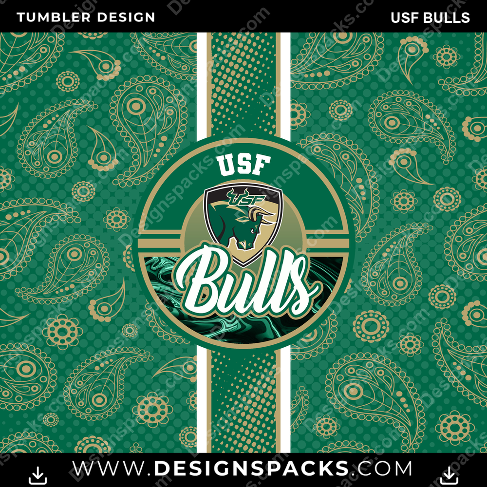 College Sport Handkerchief USF Bulls NCAA College Sport Tumbler Digital Wrap Design Download