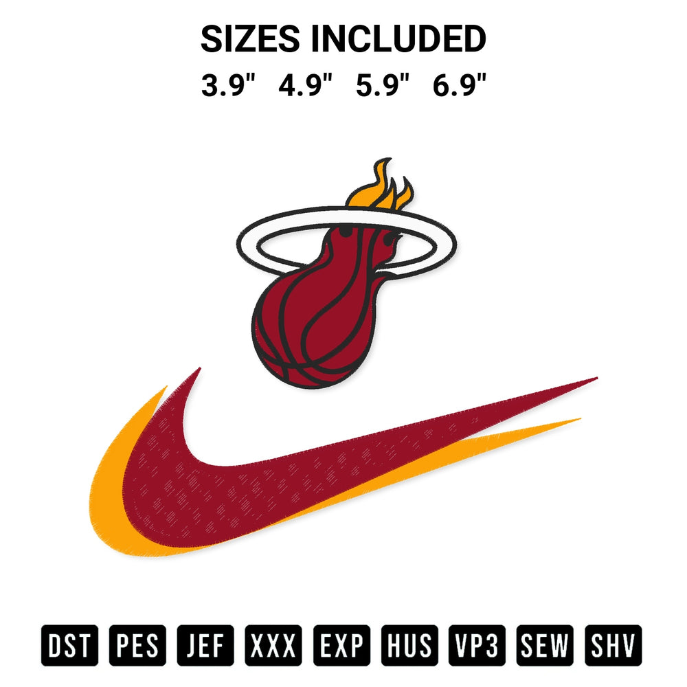 Discover the perfect addition to your crafting collection: Miami Heat Swoosh Embroidery Design embroidery file. Instantly available at Designspacks.com. Available sizes: 3.9", 4.9", 5.9", 6.9".