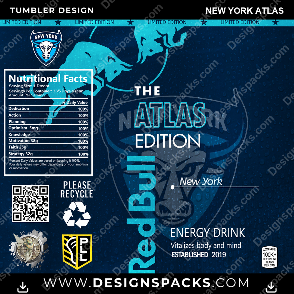 Lacrosse Red Bull New York Atlas PLL Lacrosse Tumbler Digital Wrap Design Download