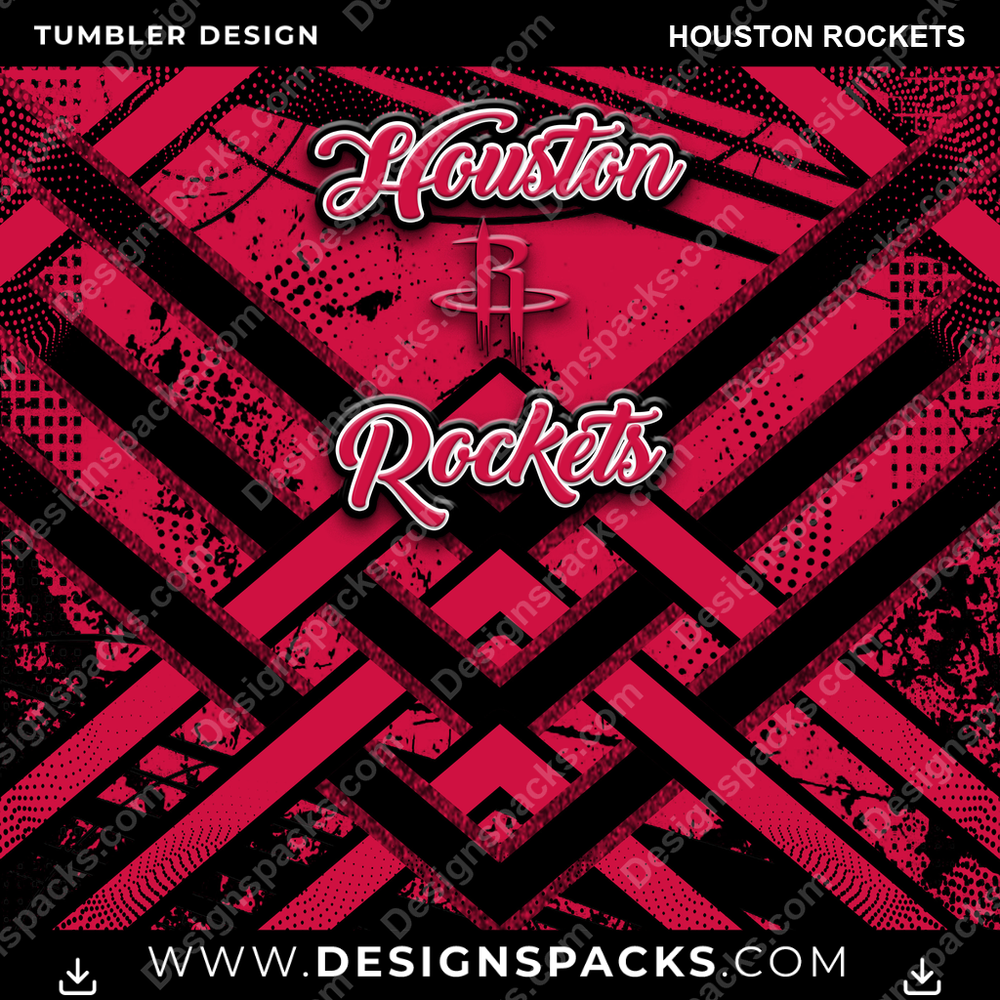 Basketball Glitter Stripe Houston Rockets Tumbler Digital Wrap Design
