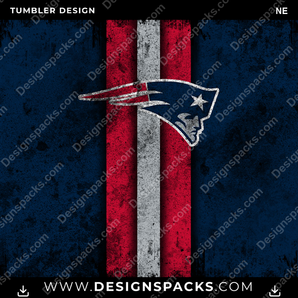 Football Grunge Style NE Tumbler Digital Wrap Design