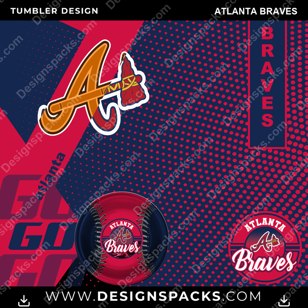 Baseball GO Atlanta Braves Tumbler Digital Wrap Design