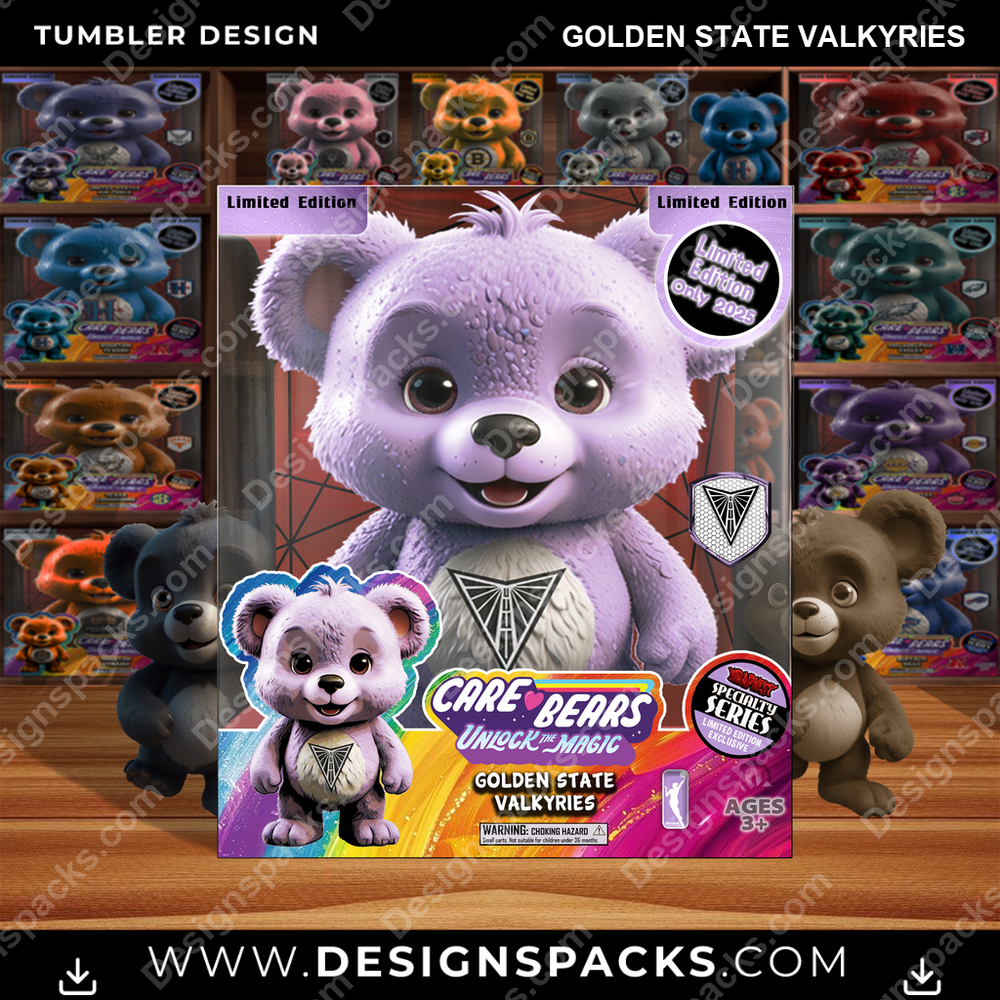 Basketball Care Bear Box Golden State Valkyries Tumbler Digital Wrap Design