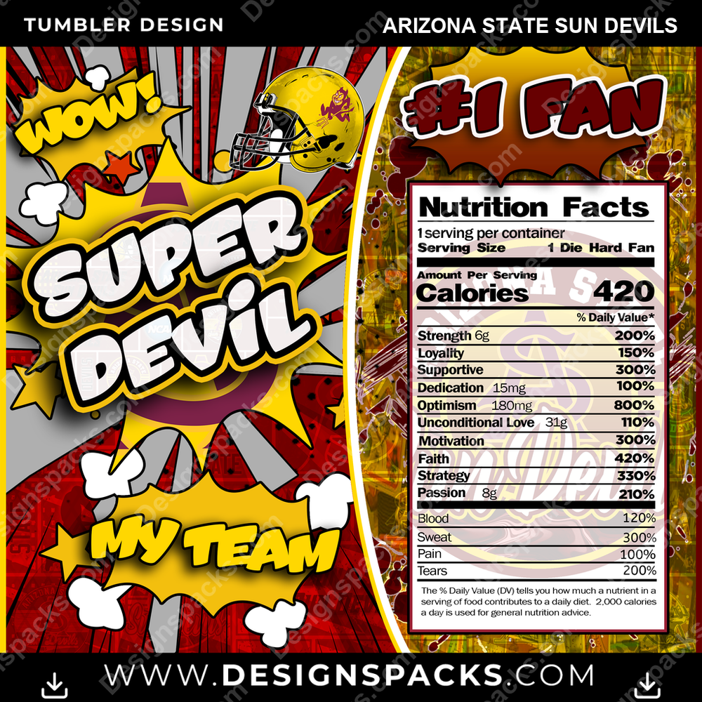 College Sport Super Team Arizona State Sun Devils Tumbler Digital Wrap Design
