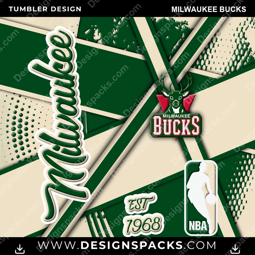 Basketball Team Sport Milwaukee Bucks Tumbler Digital Wrap Design