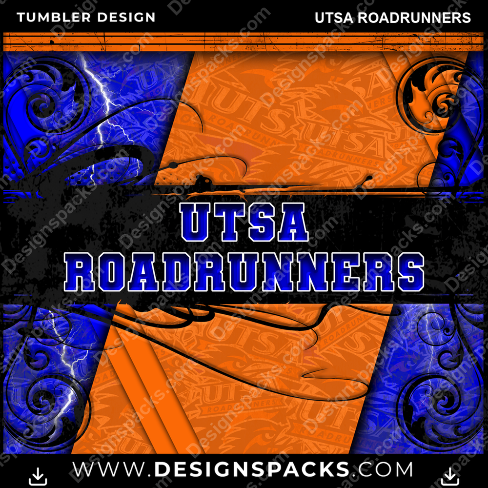 College Sport Elegant UTSA Roadrunners Tumbler Digital Wrap Design