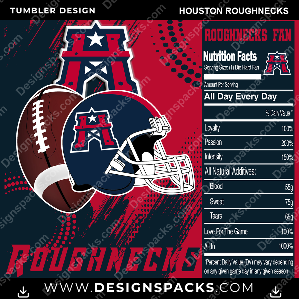 Canada Football Team Fan Houston Roughnecks CFL Canada Tumbler Digital Wrap Design Download