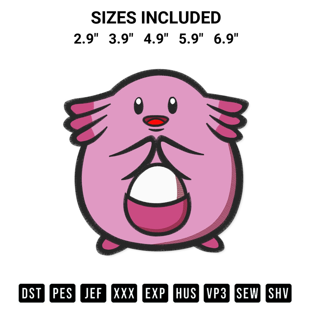 Stitch like a pro with the Chansey Pokemon Embroidery Design embroidery pattern from Designspacks.com. High-quality digital machine embroidery file. Available sizes: 2.9", 3.9", 4.9", 5.9", 6.9".