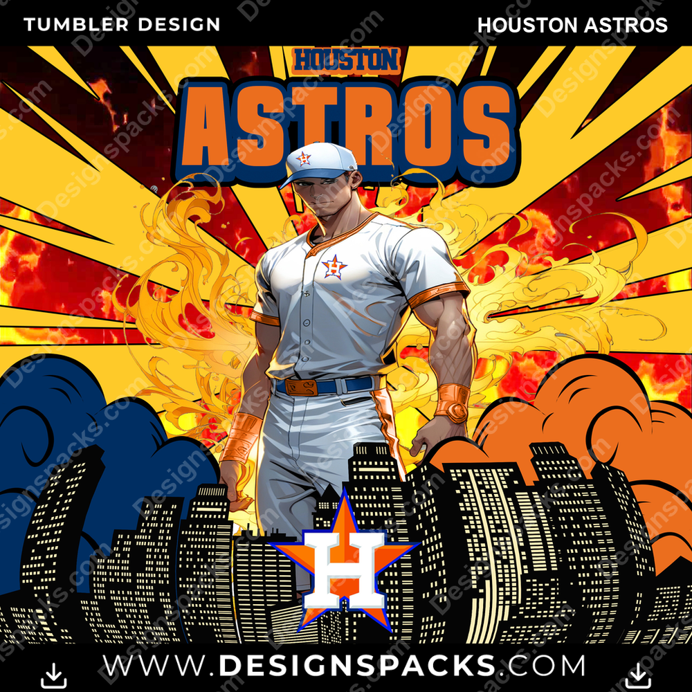 Baseball-Comic-Cover Houston Astros Tumbler Digitales Wrap-Design
