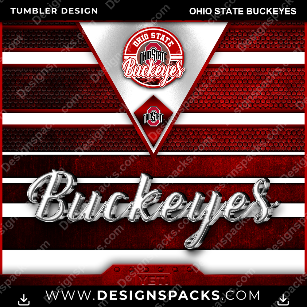 College Sport YETI Ohio State Buckeyes Tumbler Digital Wrap Design