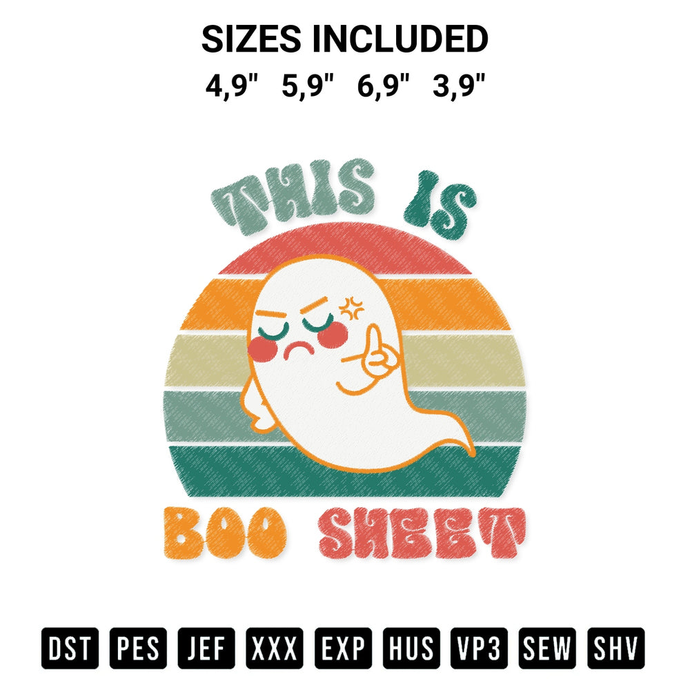 Elevate your next project with our This Is Boo Sheet Ghost Retro Cute Halloween 2022 Vintage Logo Embroidery Design embroidery file. Shop high-quality digital patterns instantly at Designspacks.com. Available sizes: 4,9", 5,9", 6,9", 3,9".
