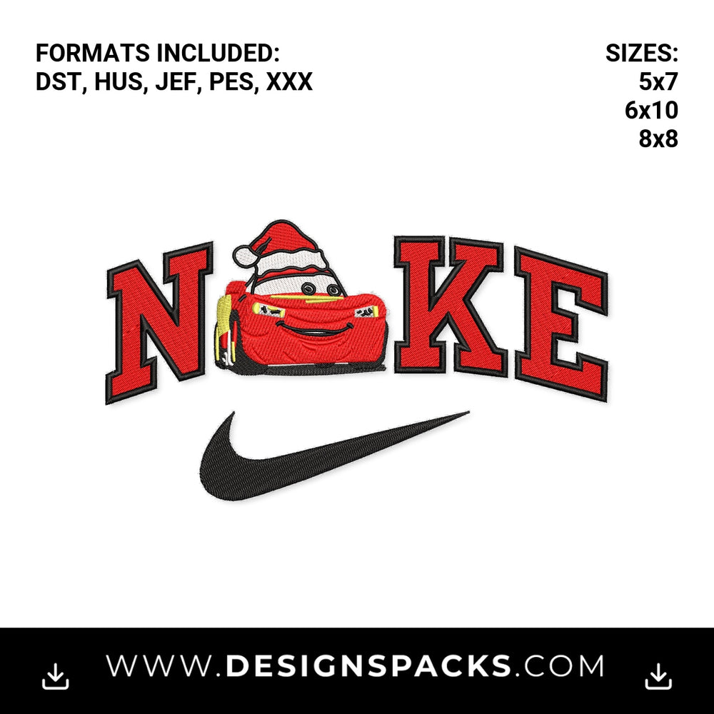 Christmas Santa McQueen Swoosh Embroidery Design - Instant digital download pattern at Designspacks.com