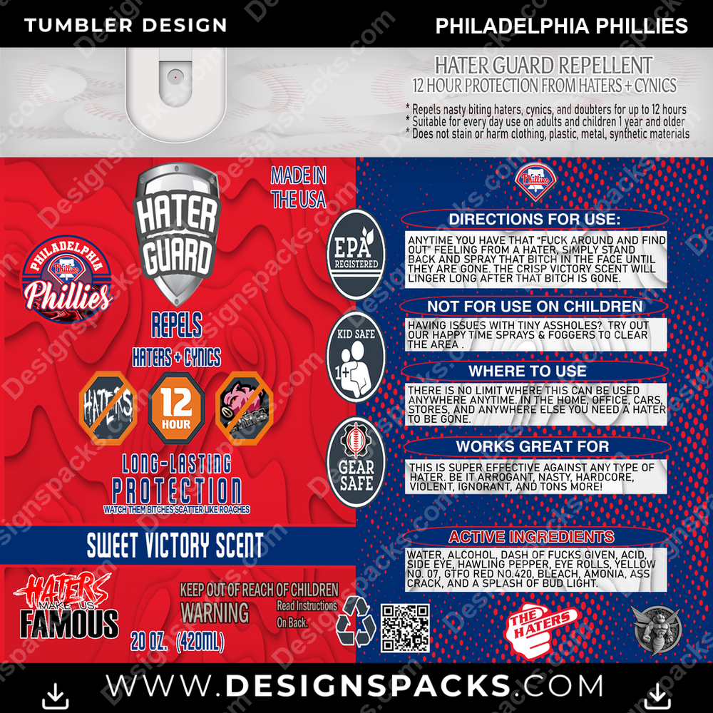 Baseball Hater Guard Philadelphia Phillies Tumbler Digital Wrap Design