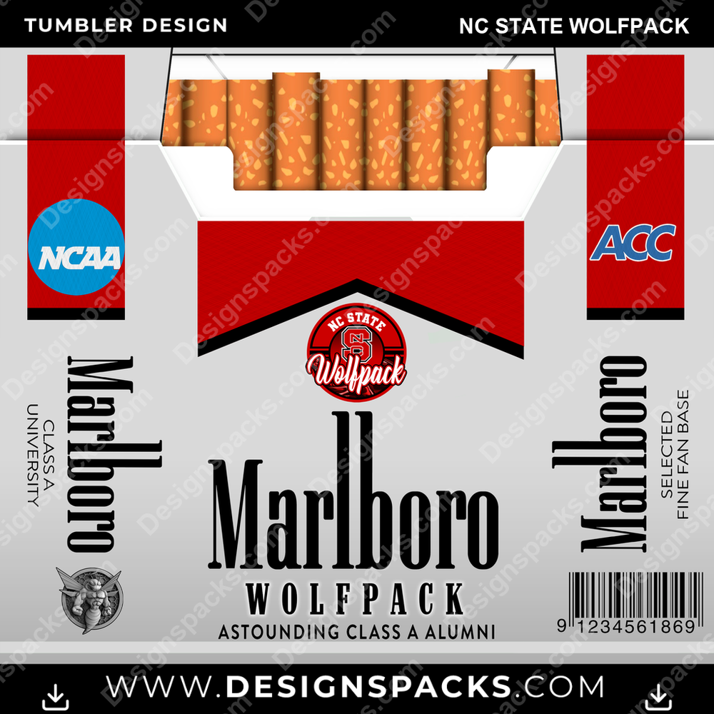 College Sport Marlboro Nc State Wolfpack Tumbler Digital Wrap Design